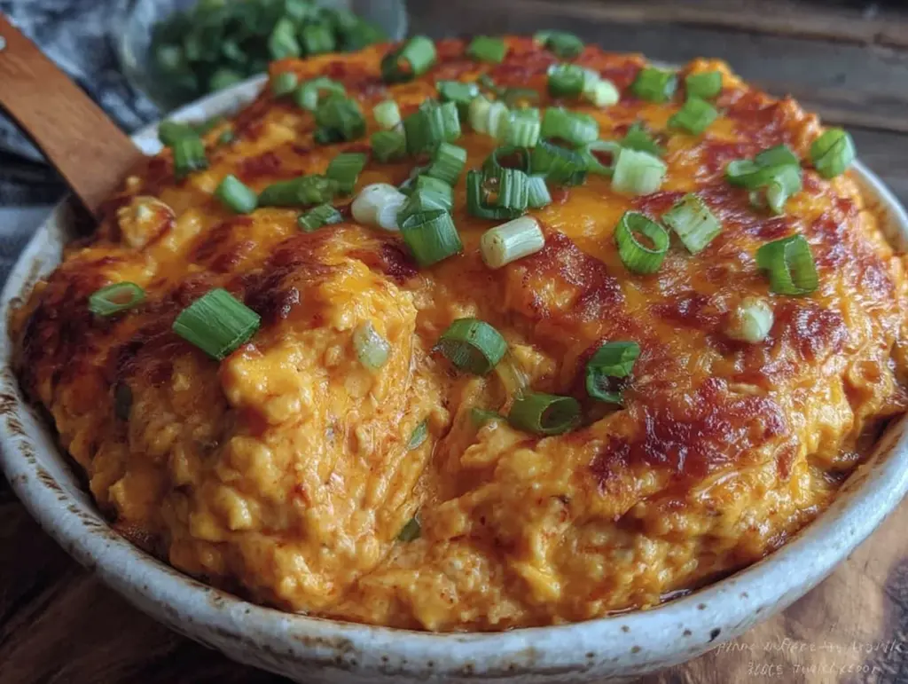 creamy crockpot buffalo chicken dip - featured image