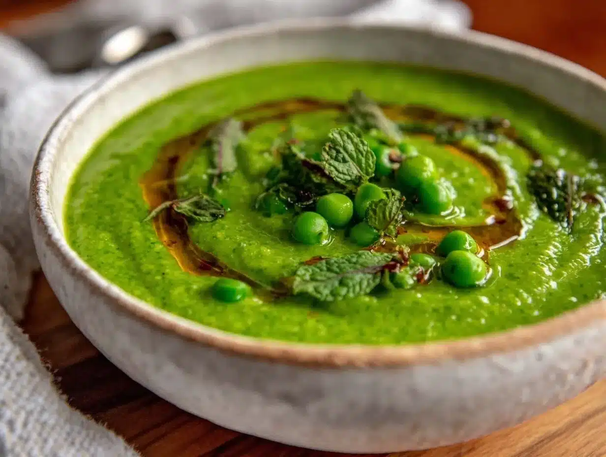 creamy fresh pea and mint soup preparation steps