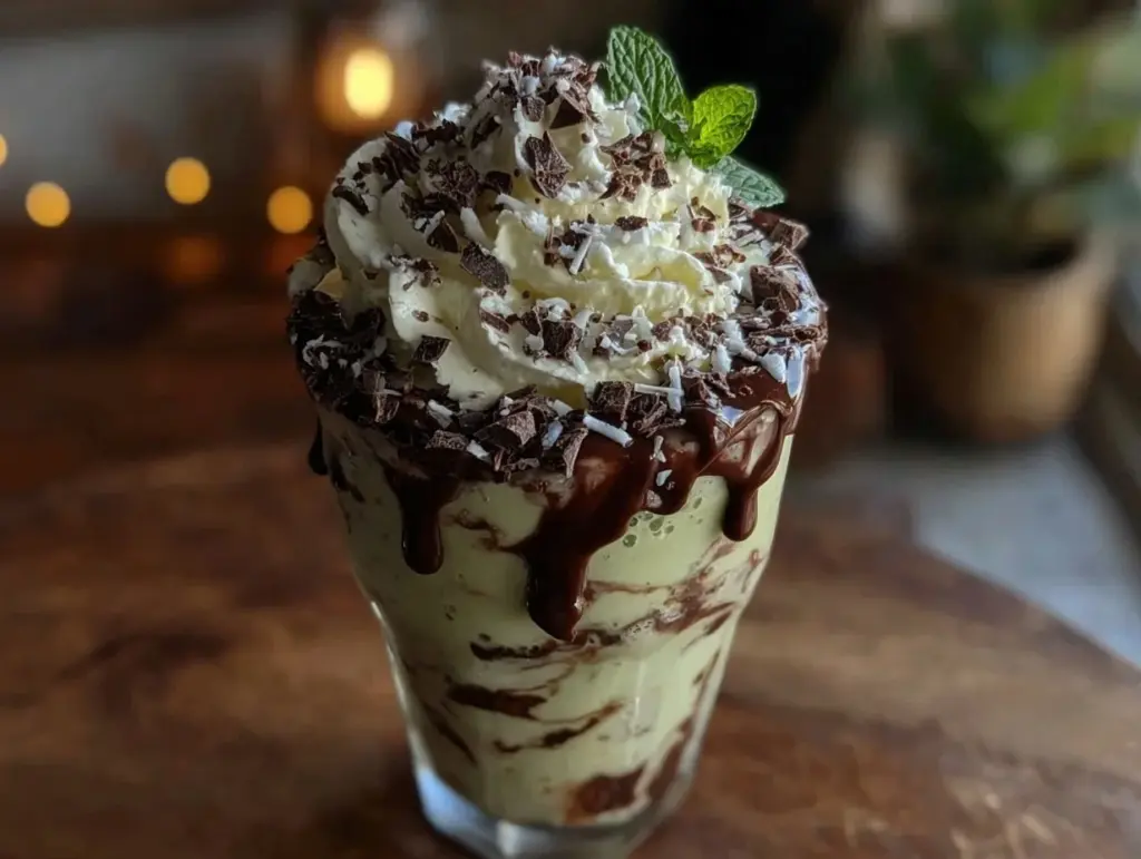 creamy mint chocolate baileys milkshake - featured image