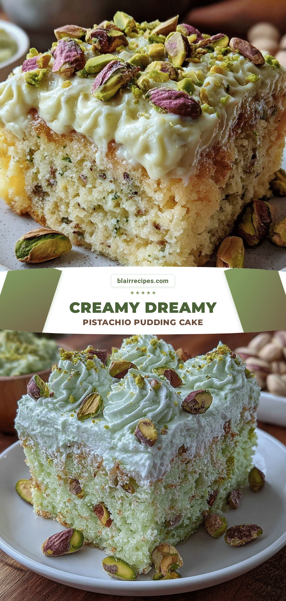 creamy pistachio pudding poke cake recipe