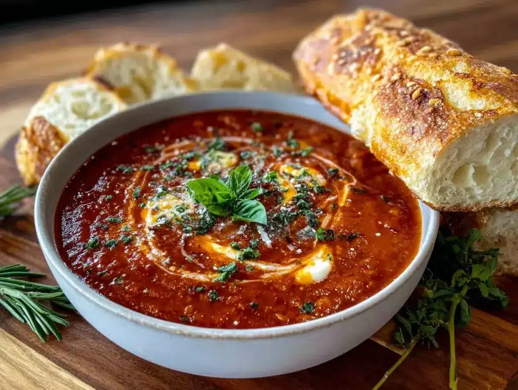 creamy tomato basil soup - featured image