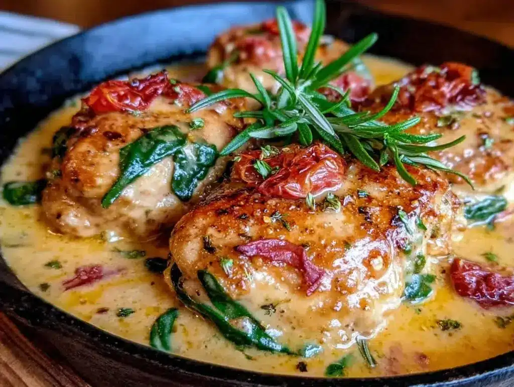 creamy tuscan chicken skillet - featured image
