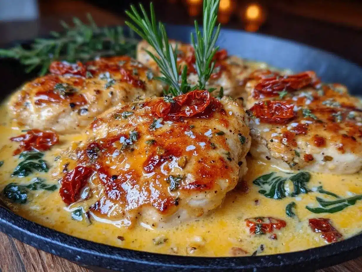 creamy tuscan chicken skillet preparation steps