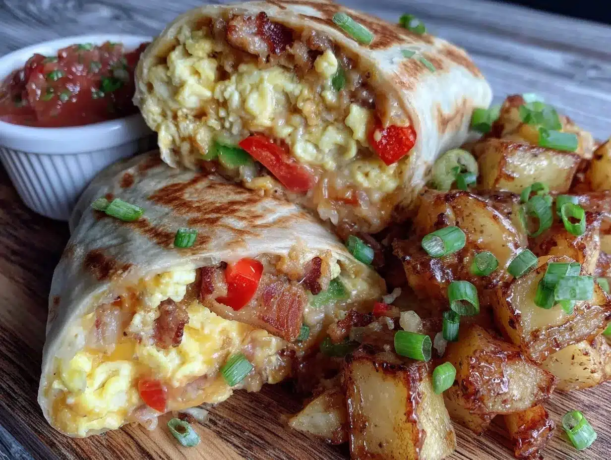 crispy breakfast burrito with golden potatoes preparation steps