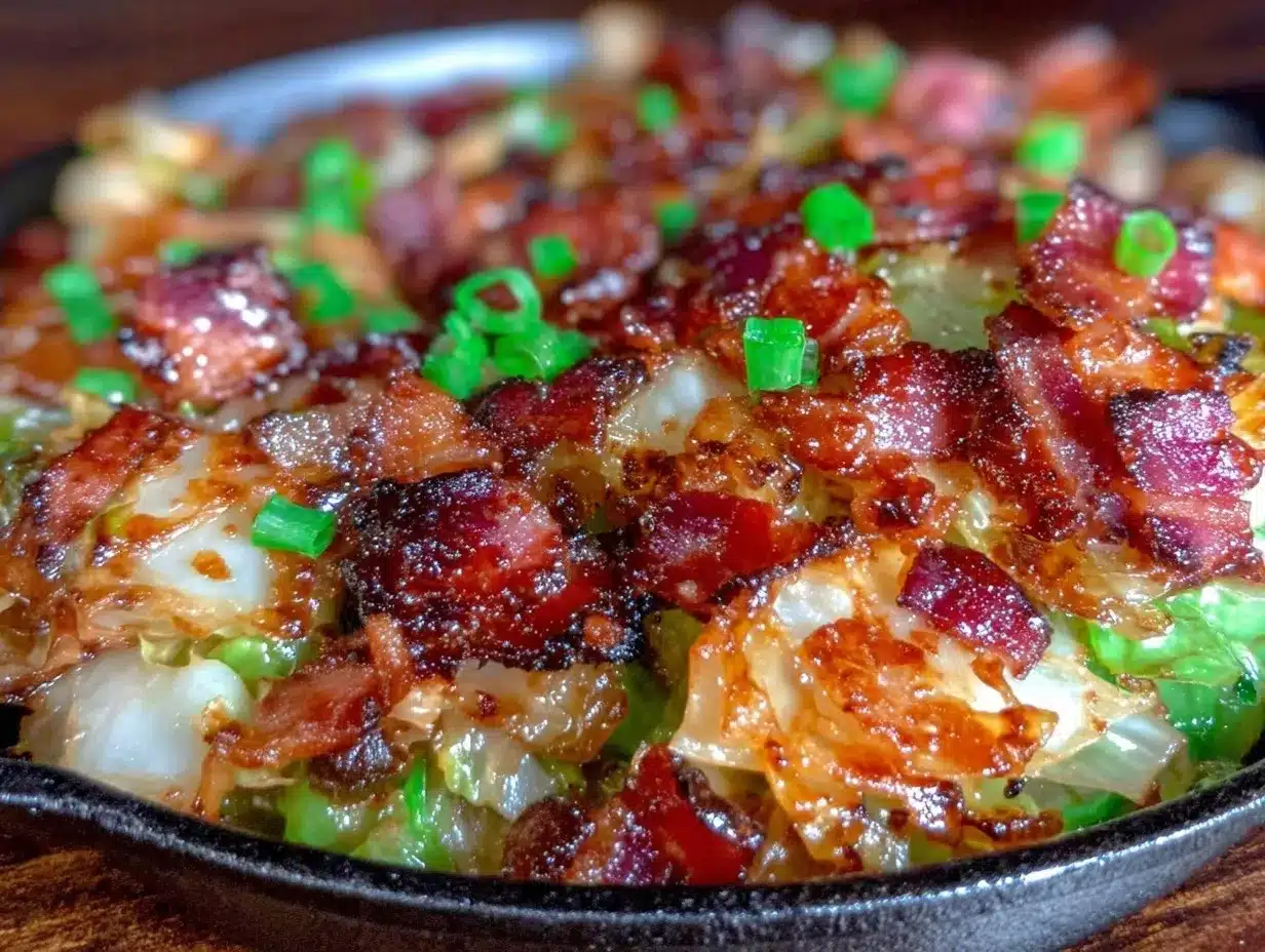 crispy cabbage and bacon skillet preparation steps