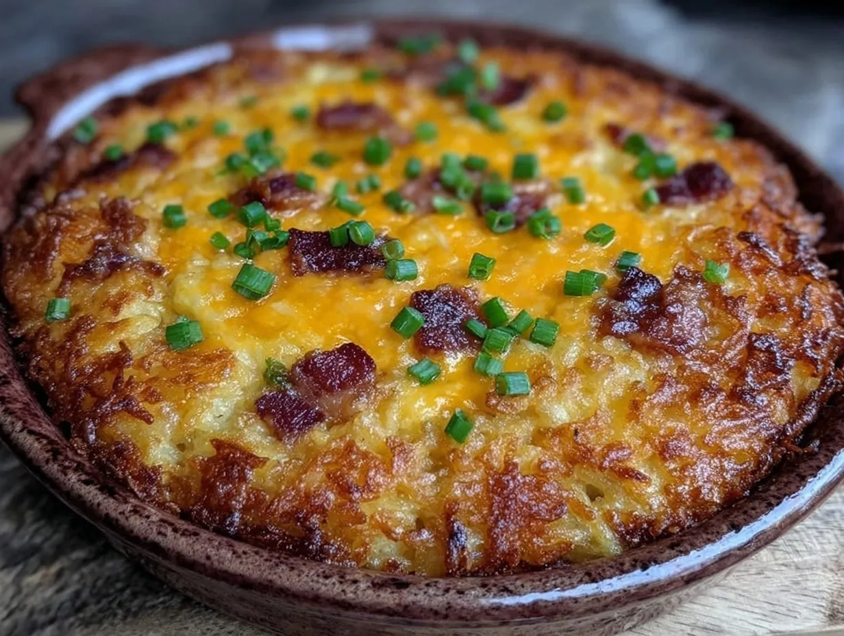 crispy cheesy hash brown breakfast casserole preparation steps