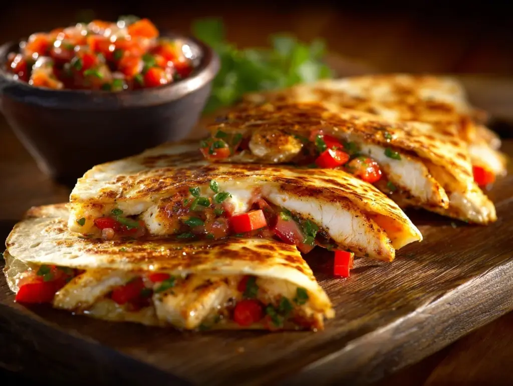 crispy chicken fajita quesadillas - featured image