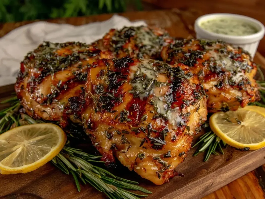crispy grilled lemon herb chicken thighs - featured image