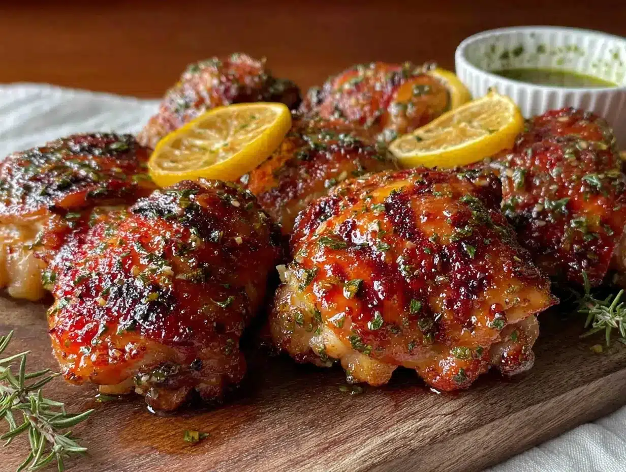 crispy grilled lemon herb chicken thighs preparation steps