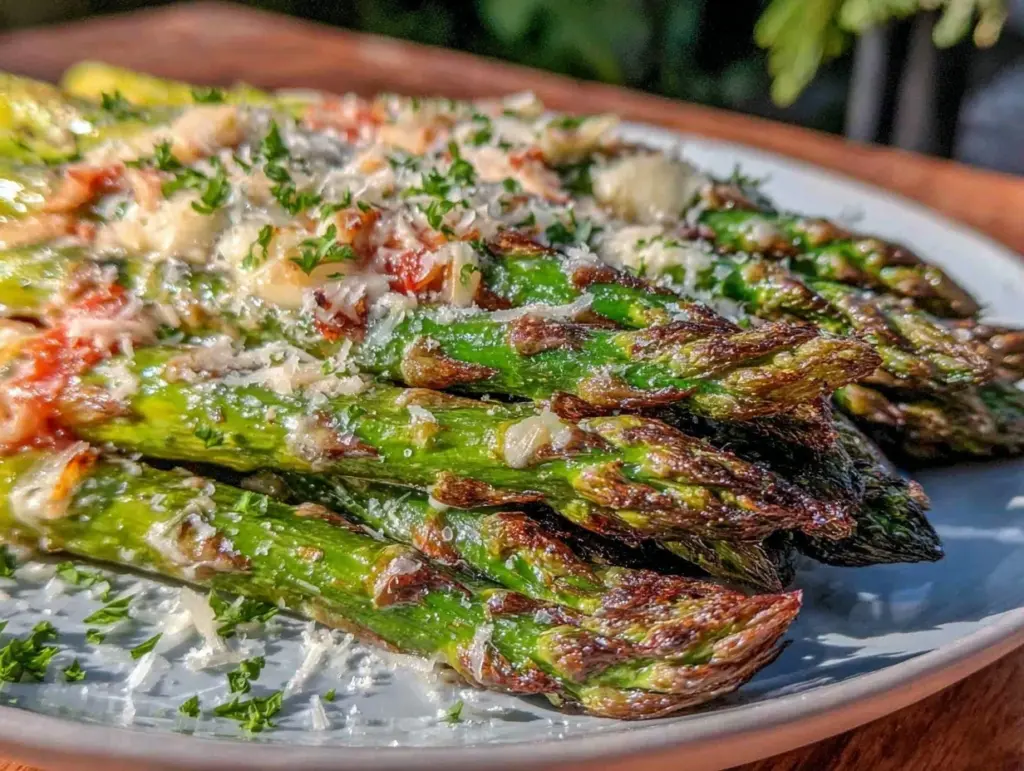 crispy lemon garlic roasted asparagus - featured image