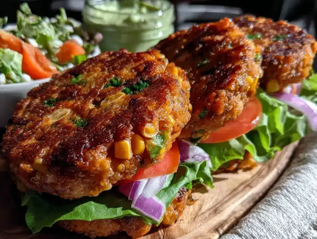 crispy quinoa veggie burgers - featured image