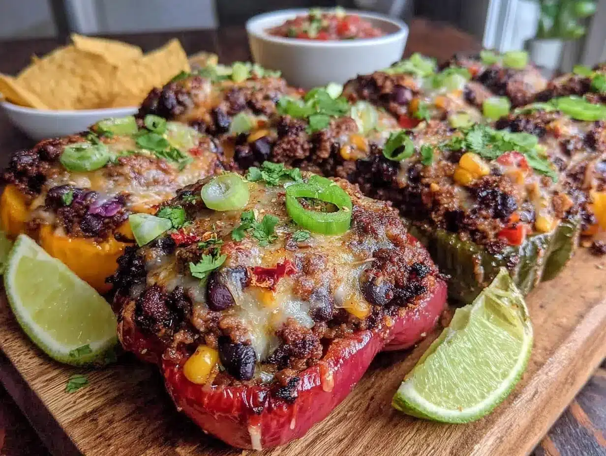 easy cheesy taco stuffed peppers preparation steps