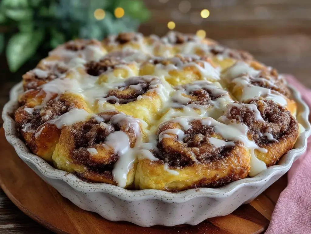 easy gooey cinnamon roll casserole - featured image