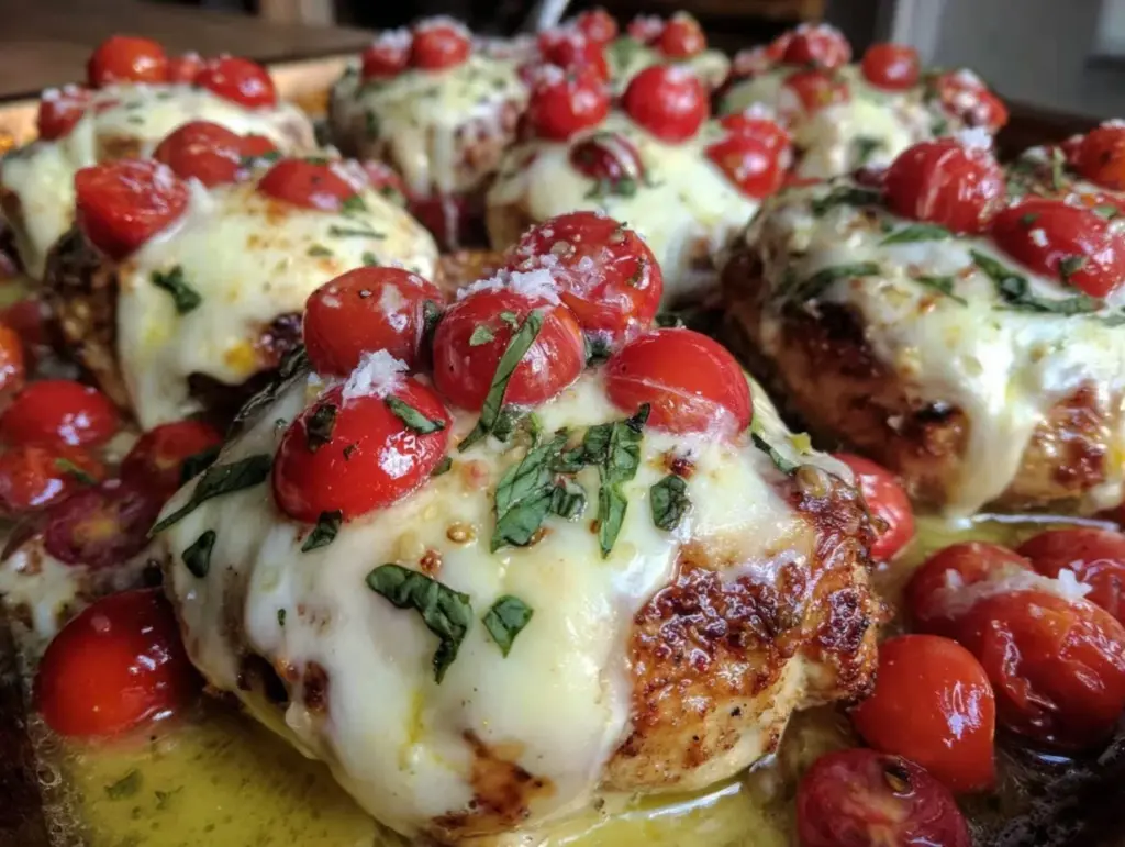Easy Juicy Caprese Chicken Sheet Pan Dinner - featured image