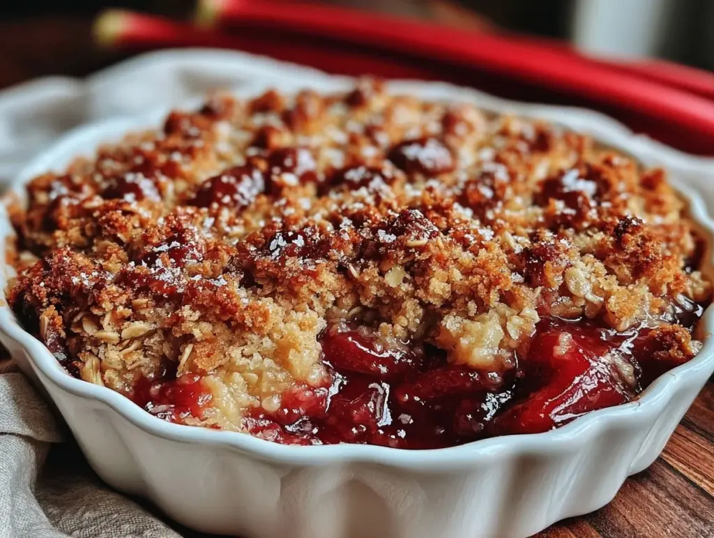 easy tangy rhubarb crisp - featured image