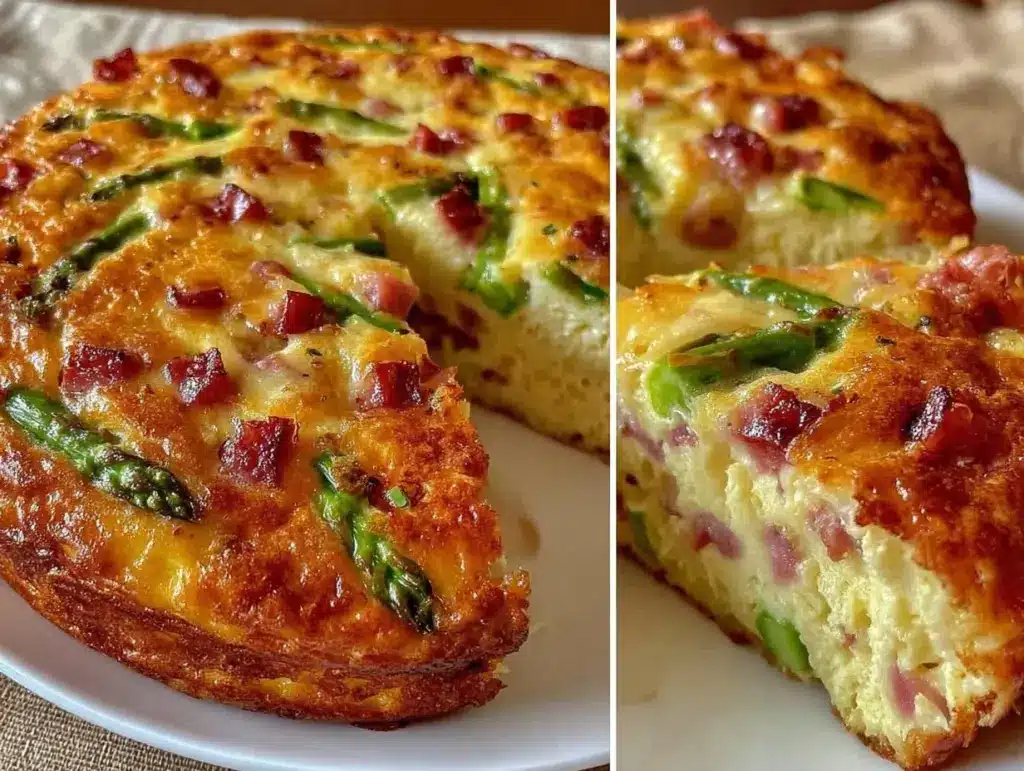 fluffy asparagus and ham frittata - featured image