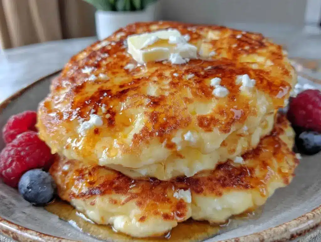 fluffy cottage cheese protein pancakes - featured image