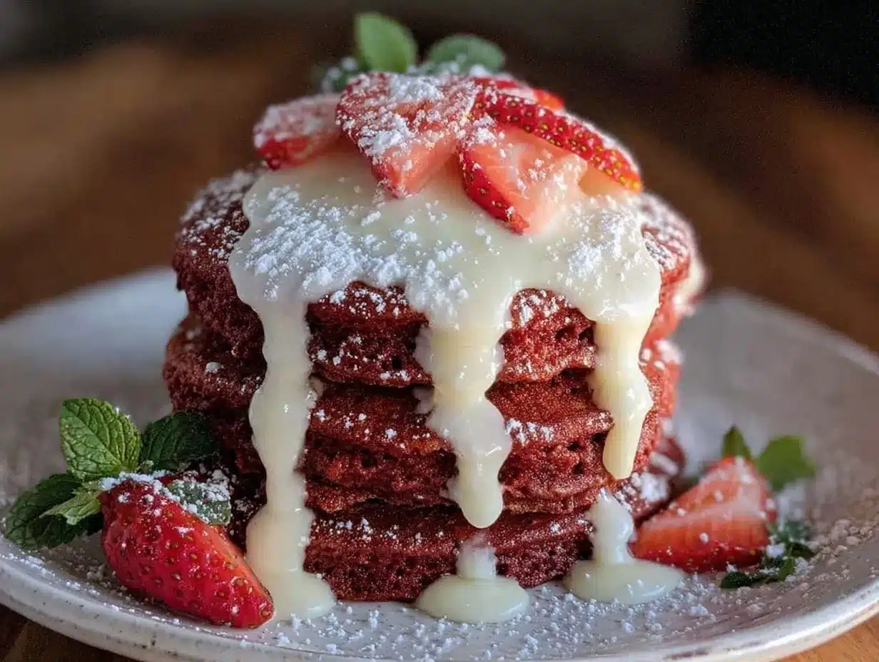 fluffy red velvet pancakes preparation steps