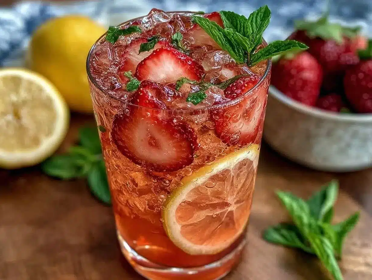 fresh homemade strawberry lemonade recipe preparation steps