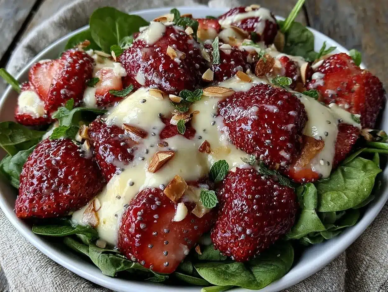 fresh strawberry spinach salad preparation steps
