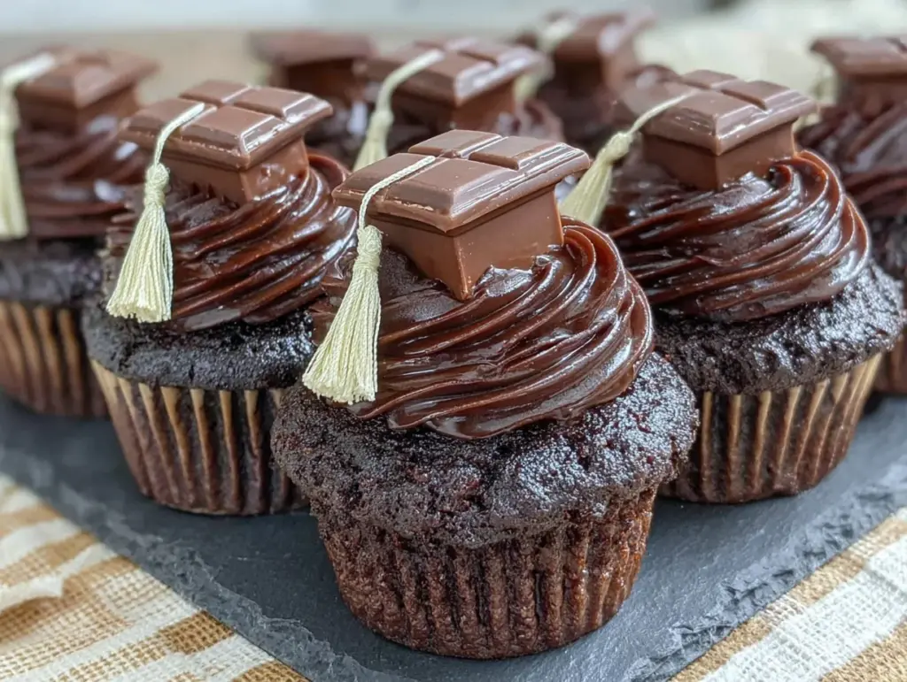 graduation cap chocolate cupcakes - featured image
