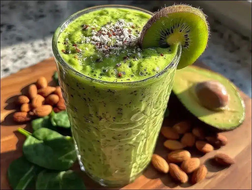 healthy green goddess protein smoothie - featured image