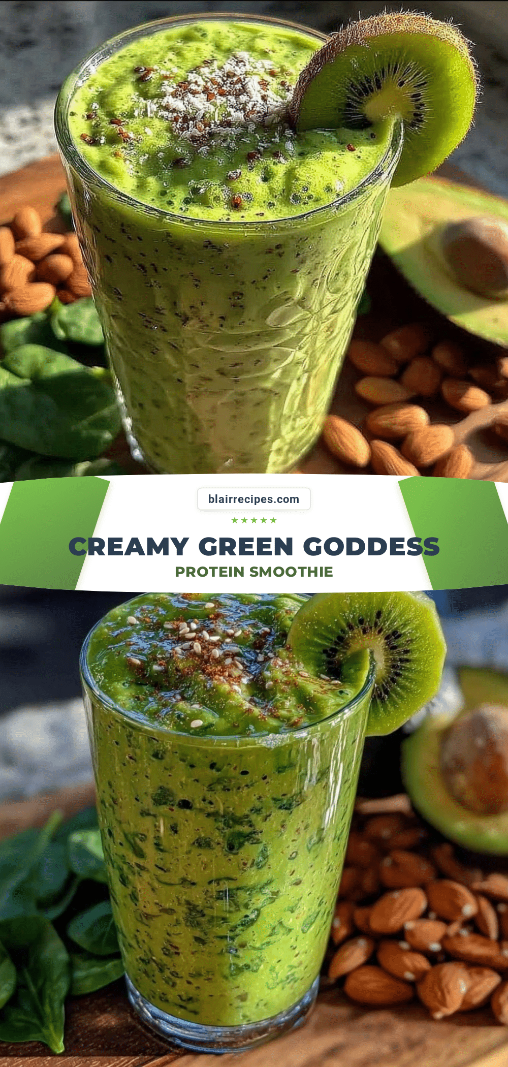 healthy green goddess protein smoothie recipe