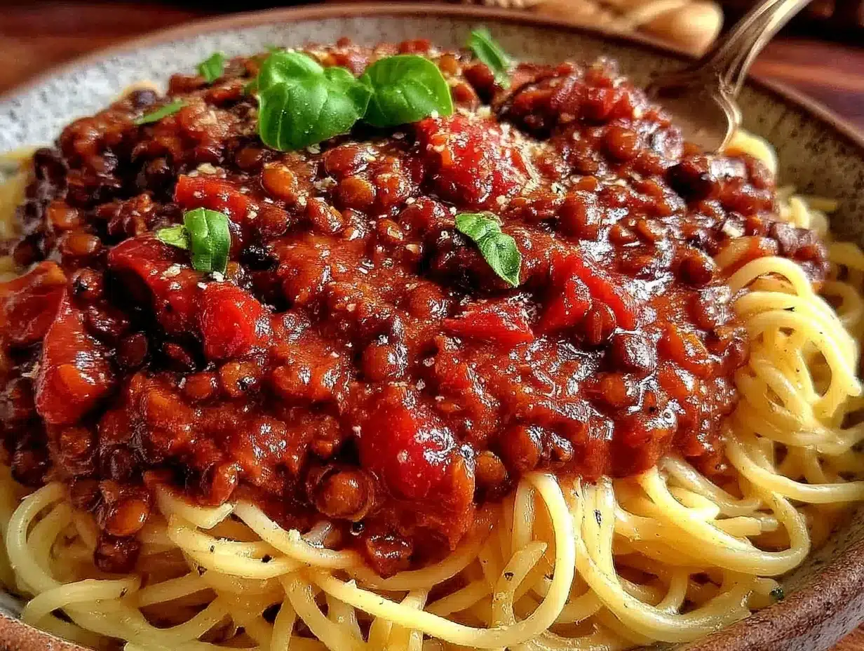hearty lentil bolognese recipe preparation steps
