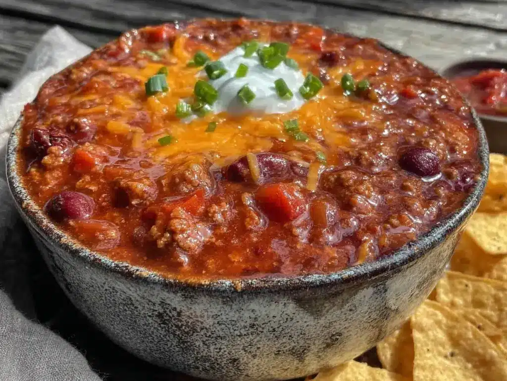 hearty tailgate chili recipe for crowds - featured image