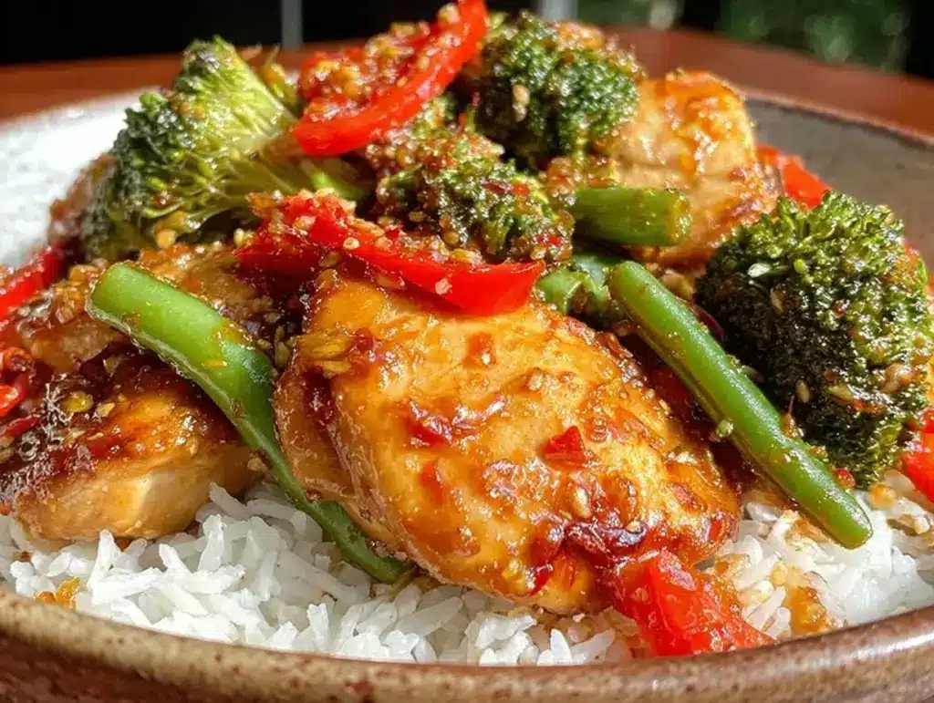 honey garlic chicken stir fry - featured image