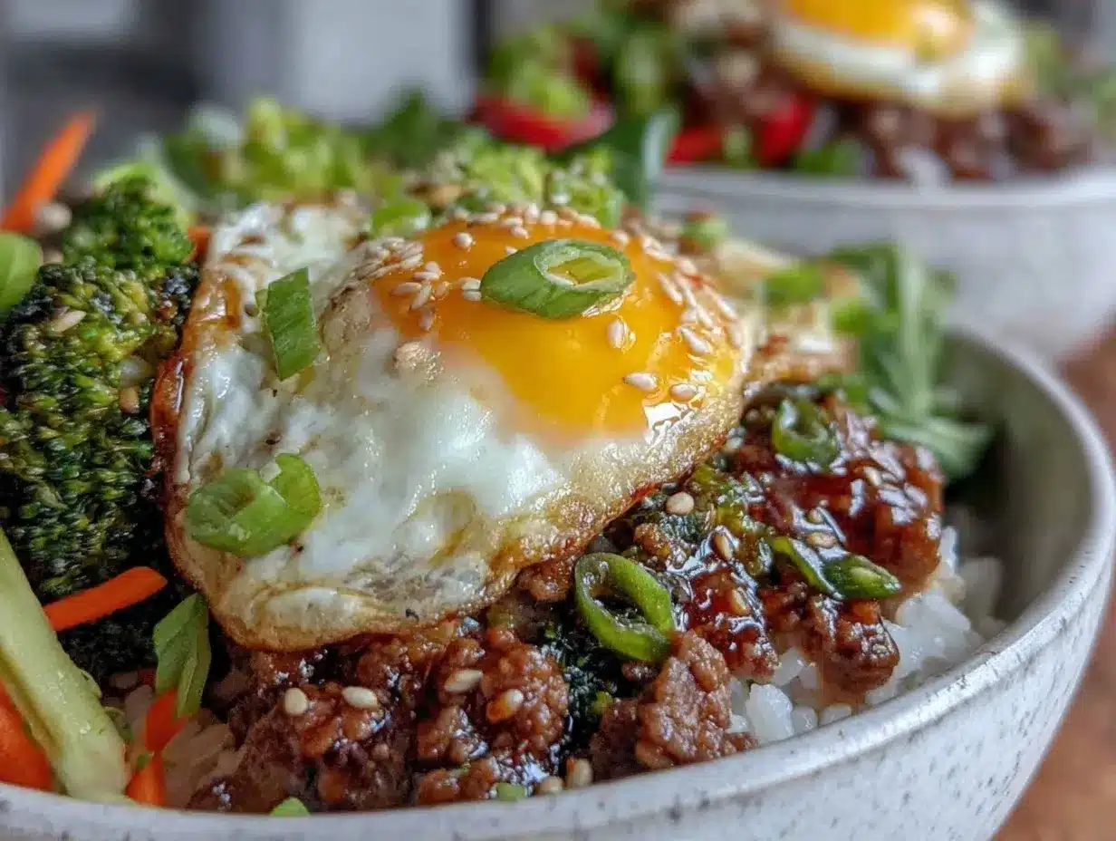 Korean ground beef bowls preparation steps