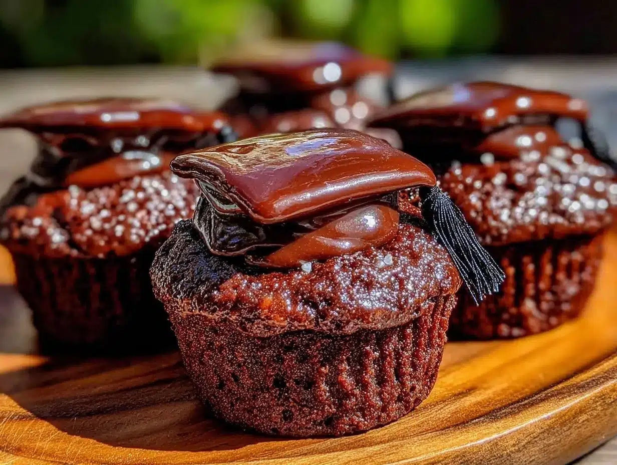 mini chocolate graduation cap cupcakes preparation steps