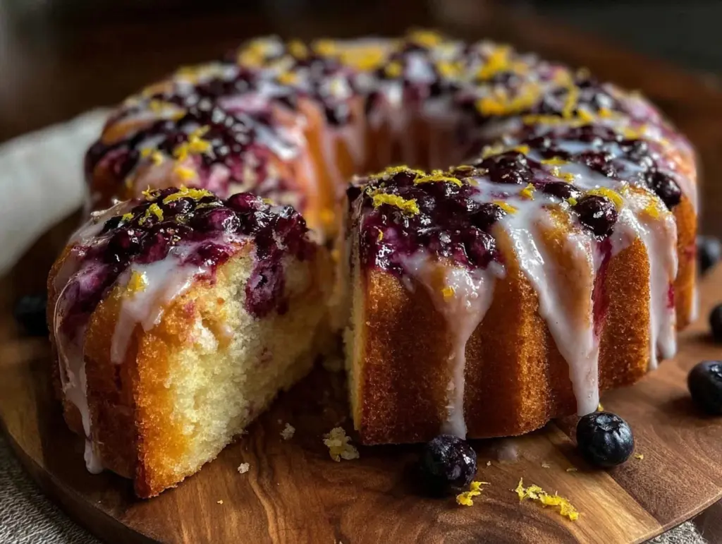 moist lemon blueberry bundt cake - featured image
