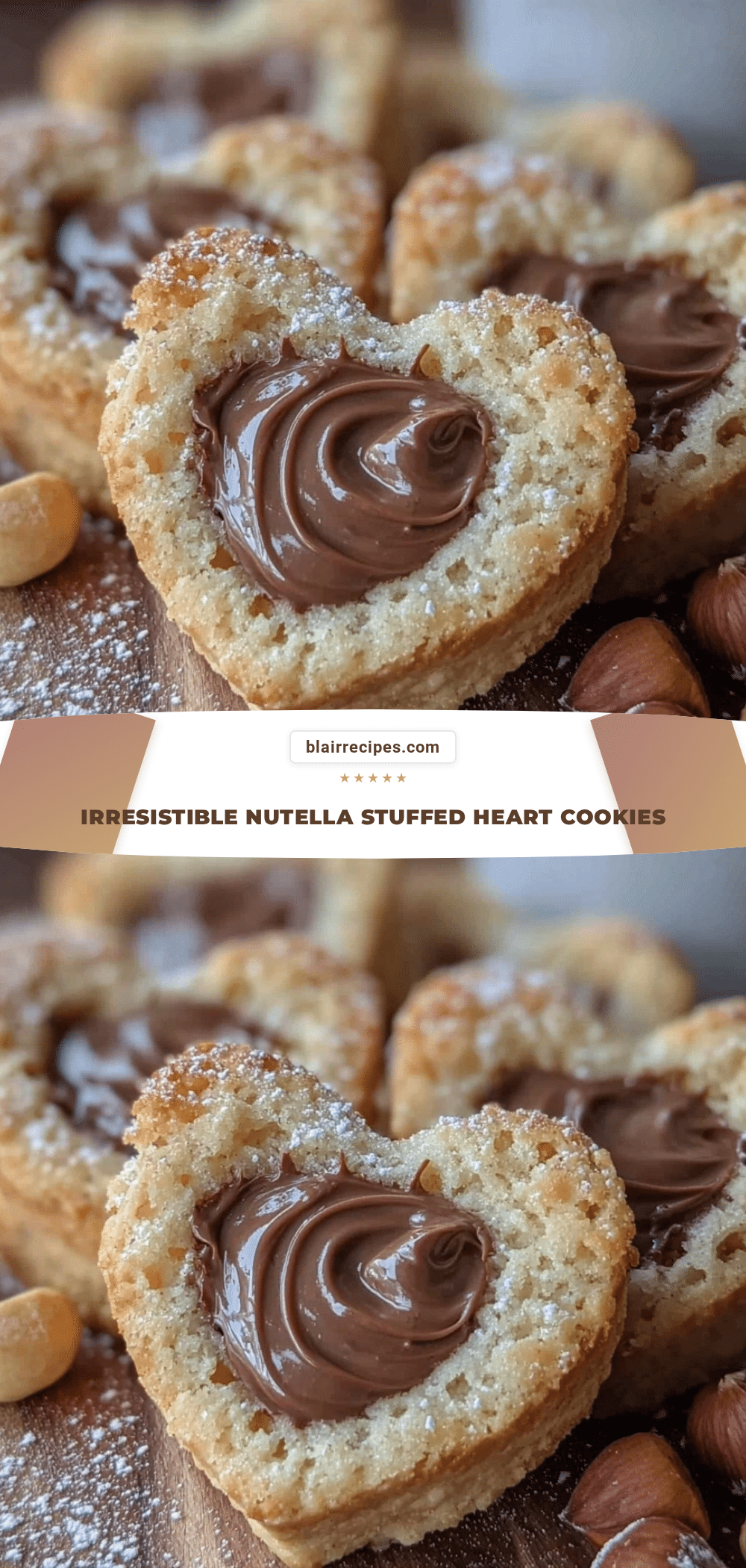 Nutella Stuffed Heart Cookies recipe
