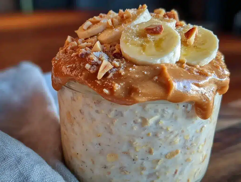 peanut butter banana overnight oats - featured image