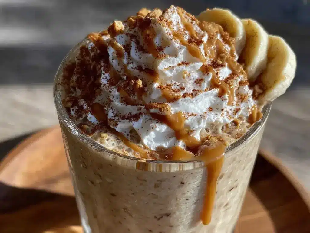 peanut butter banana protein smoothie - featured image