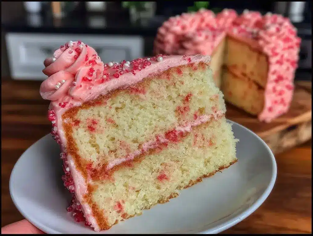 pink champagne layer cake - featured image