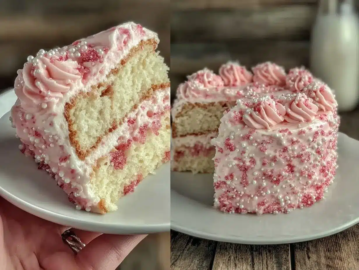 pink champagne layer cake preparation steps