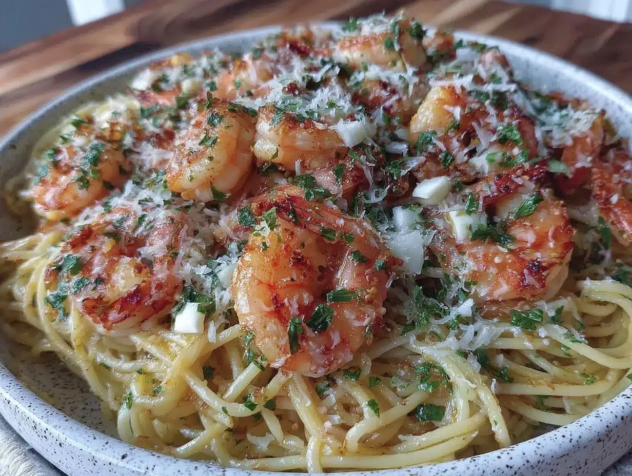quick garlic butter shrimp pasta preparation steps