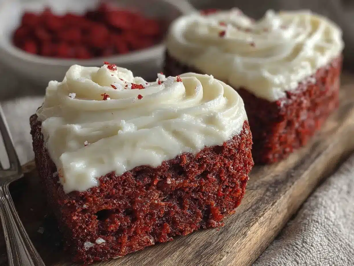 red velvet heart-shaped brownies preparation steps