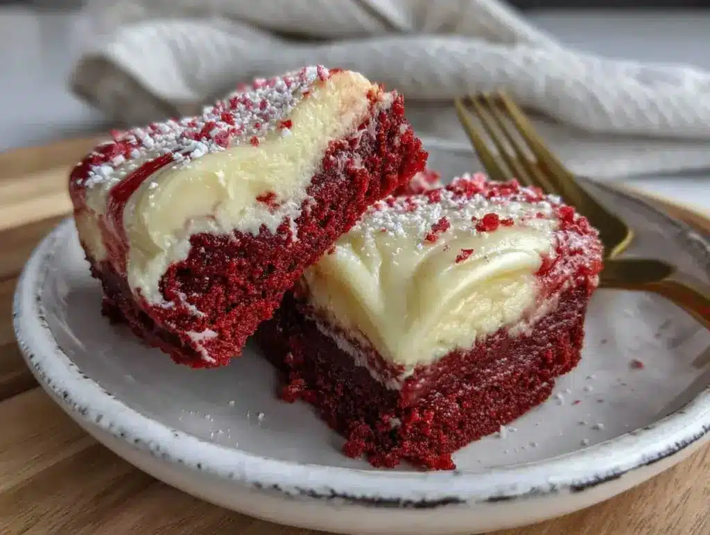 red velvet heart-shaped cheesecake bars - featured image