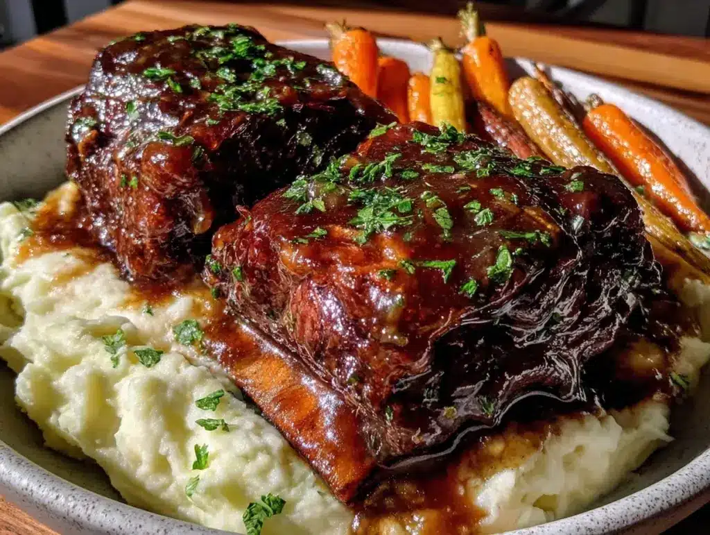 red wine braised short ribs for two - featured image