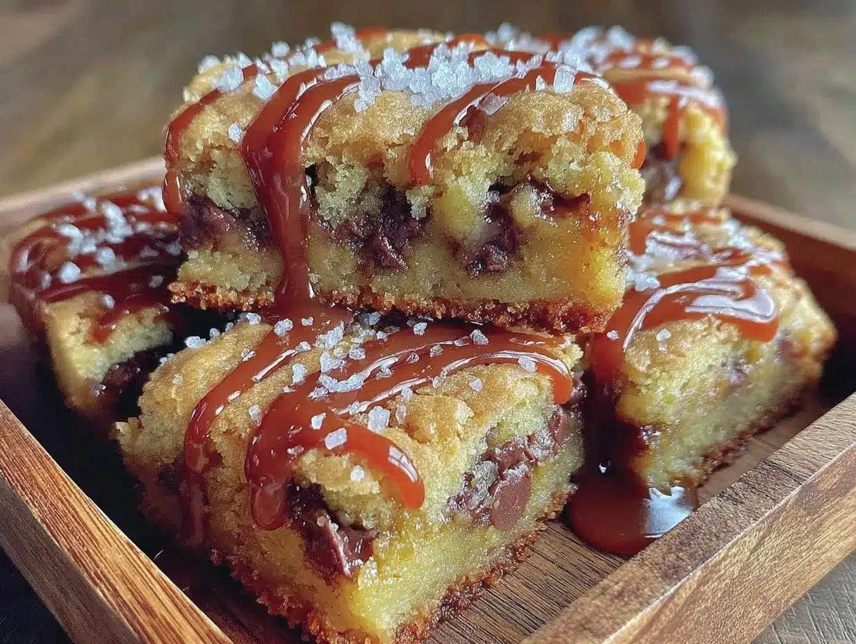 salted caramel chocolate chip cookie bars preparation steps