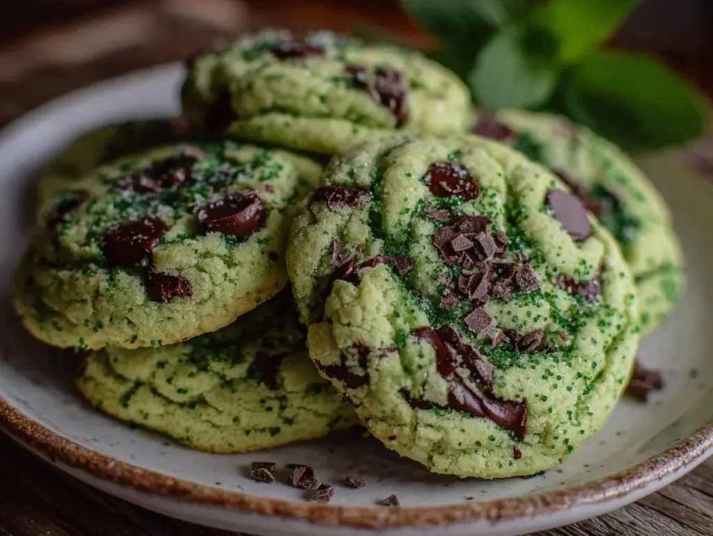 shamrock mint chocolate chip cookies - featured image