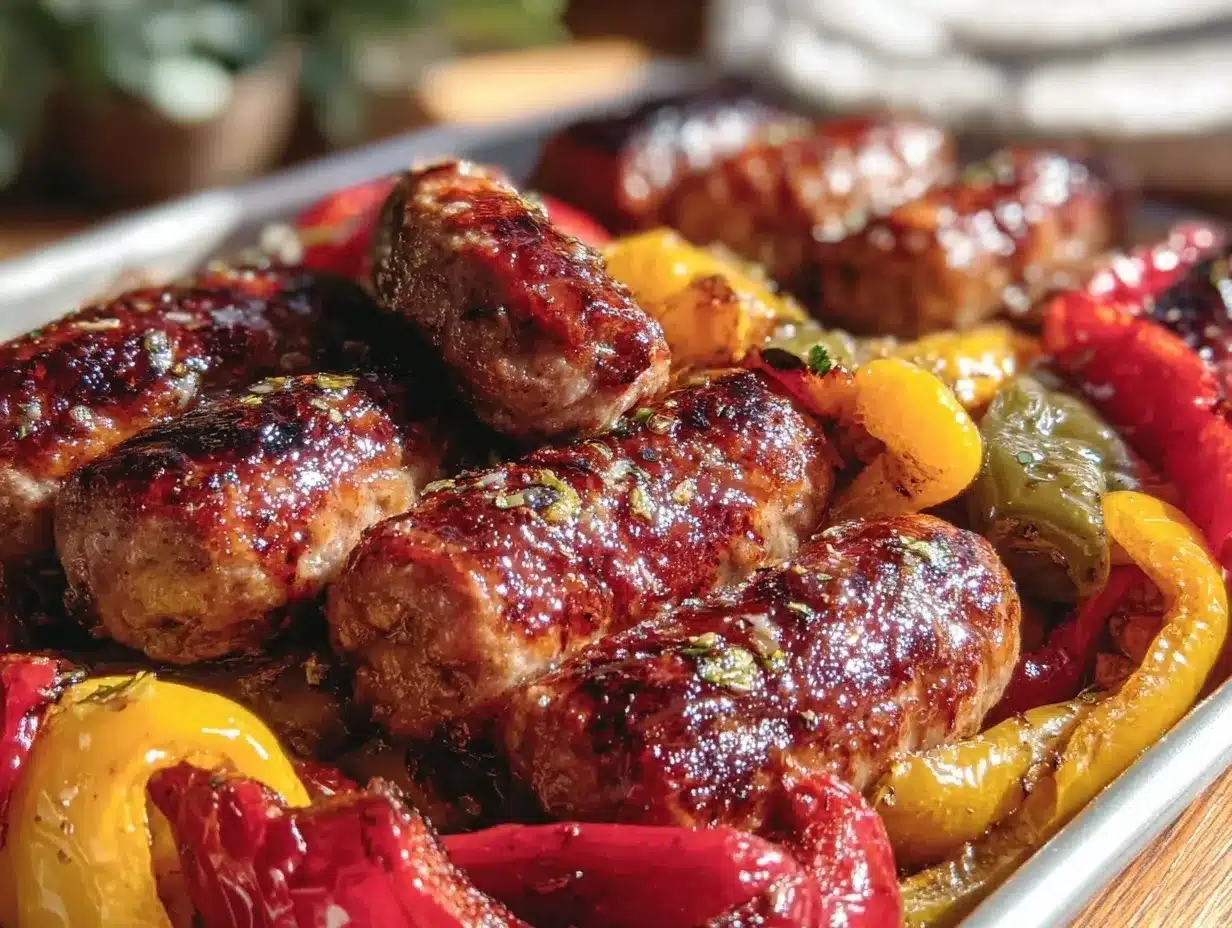 sheet pan sausage and peppers preparation steps