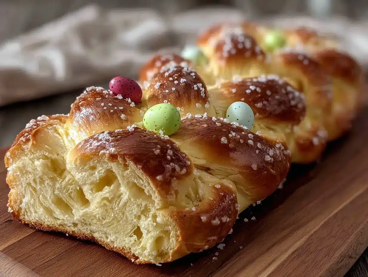 soft fluffy braided Easter egg bread preparation steps