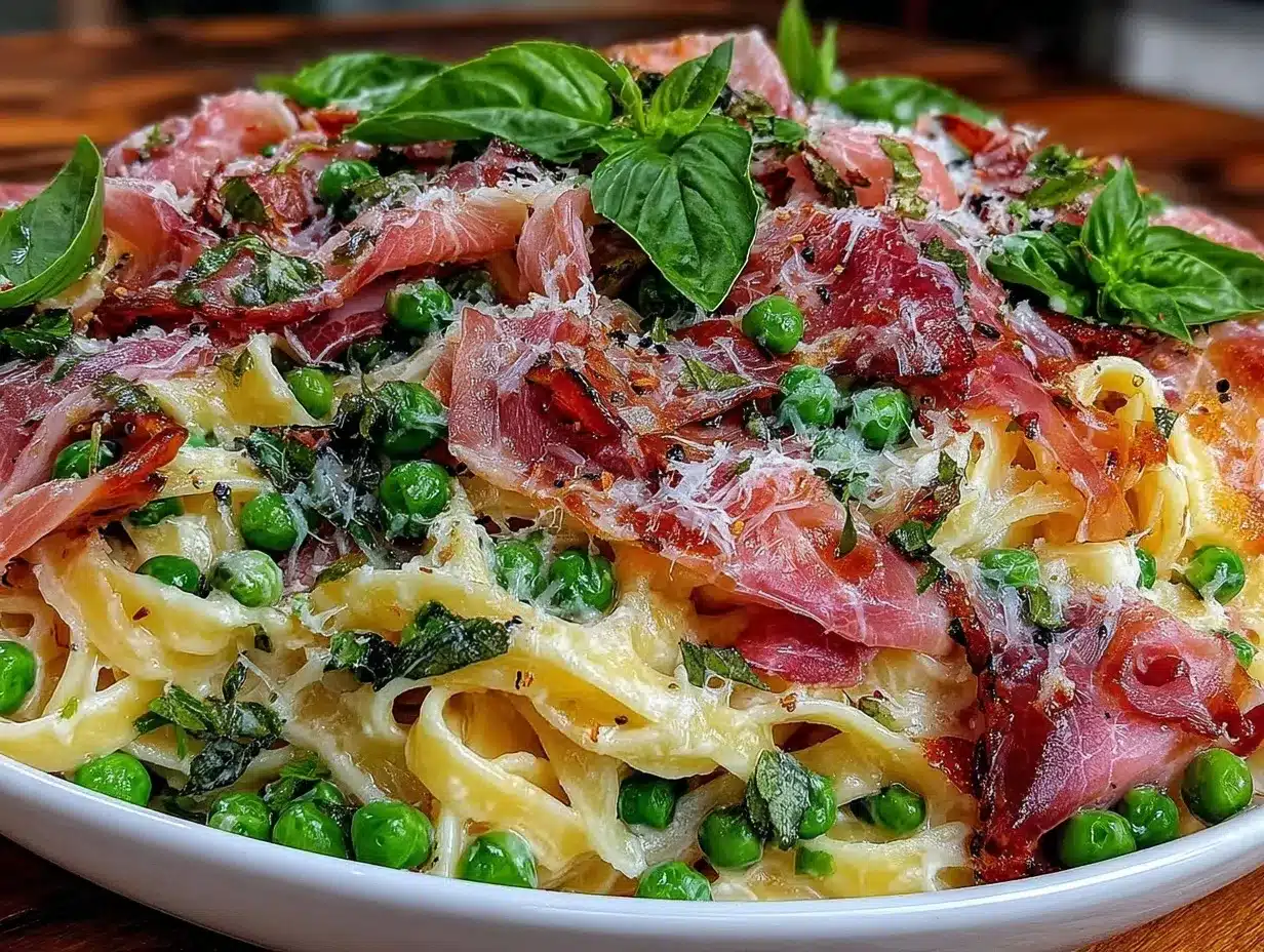 spring pea and prosciutto pasta preparation steps