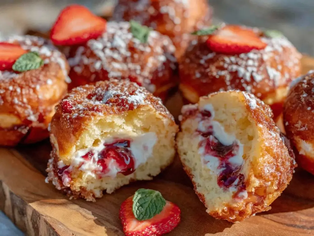 strawberry cheesecake stuffed donuts - featured image
