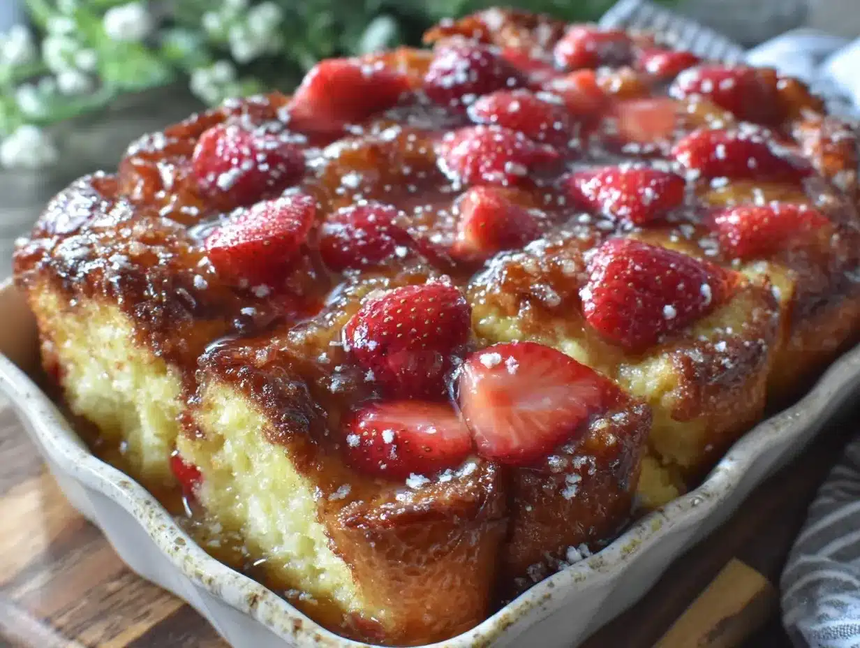strawberry french toast casserole preparation steps