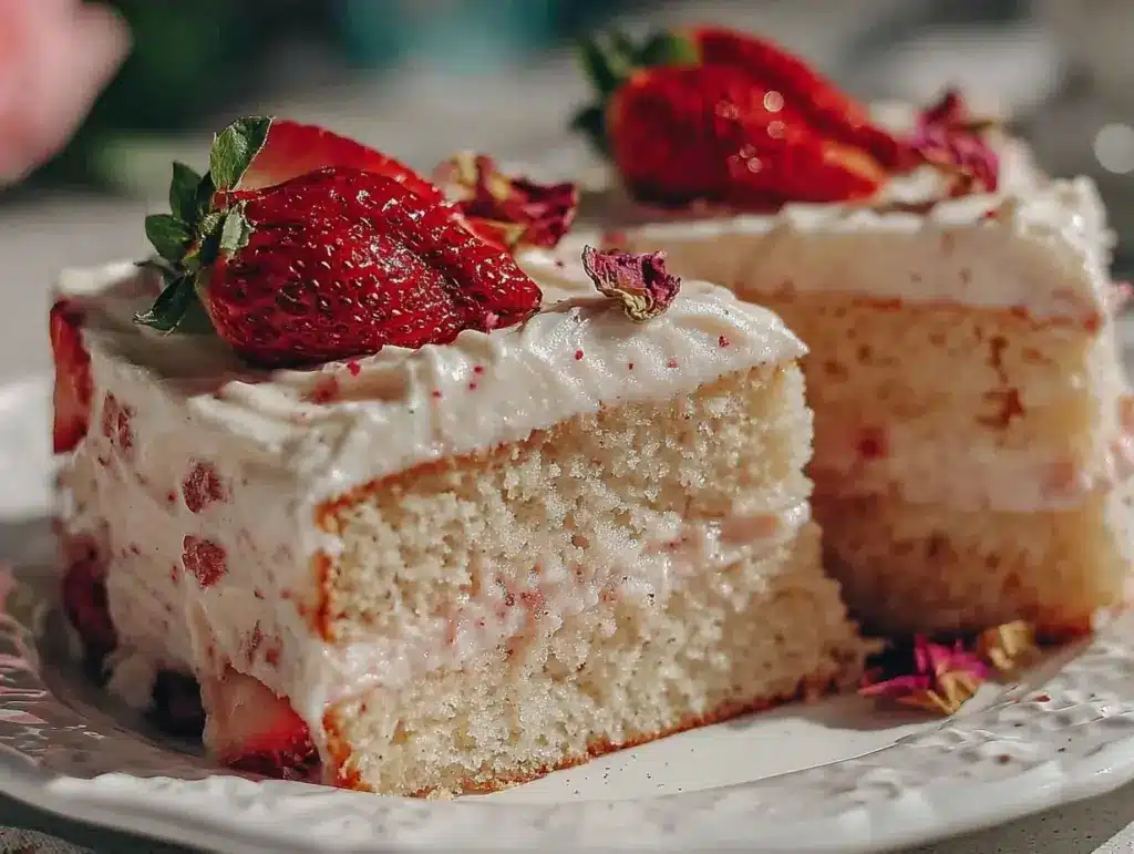 Strawberry Rose Champagne Cake - featured image
